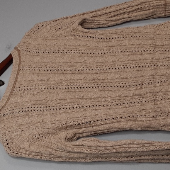 Pandemonium Angora Cotton Wool Blend Tan Deep V-Neck Sweater - Picture 6 of 8